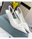 Prada Brush Leather Slingback Pumps 6.5cm White 2022 09