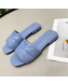 Prada Calf Leather Flat Slide Sandals Blue 2022 032374
