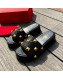 Valentino Rockstud Lambskin Platform Slide Sandals Black 2022 0323121