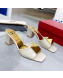 Valentino One Stud Matte Leather Medium Heel Slide Sandals 6cm White 2022