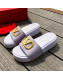 Valentino VLogo Lambskin Platform Slide Sandals Purple 2022 0323138