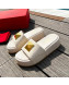 Valentino One Stud Lambskin Platform Slide Sandals White 2022 0323115