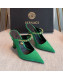 Versace Silk High Heel Mules 11cm Green 2022 031948