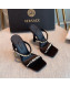 Versace Silk Crystal Slide Sandals 11cm Black 2022 031921
