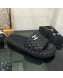 Chanel Cord Braided Flat Slide Sandals Black 2022 030762