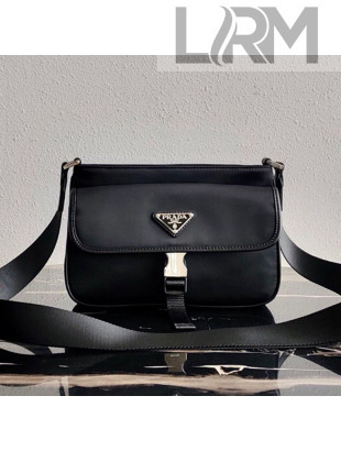 Prada Re-Nylon and Saffiano Leather Shoulder Bag 2VH133 Black 2021
