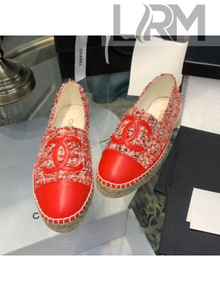 Chanel Tweed Espadrilles Red 2021 21092312