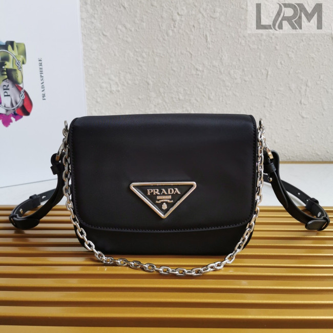 Prada Nylon and Leather Identity Shoulder Bag 1BD263 Black 2020