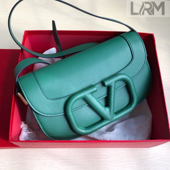 Valentino Supervee Supple Calfskin MaxiLogo Crossbody Bag 1011L Green 2020