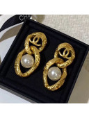 Chanel Twist Metal Pearl Short Earrings AB3149 2019 