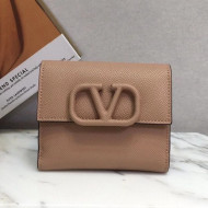 Valentino VSling Compact Signature Grainy Calfskin Wallet Beige 2021